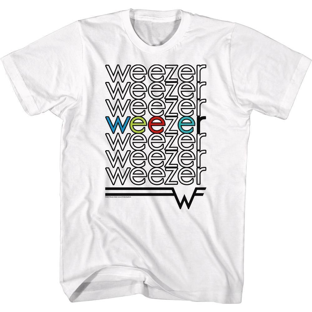 Weezer Repeat Colors White Adult T Shirt